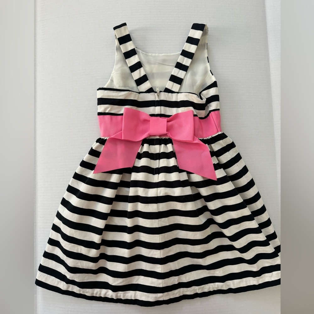 Lilly Pulitzer Black and White Striped Dress with Pink Bow